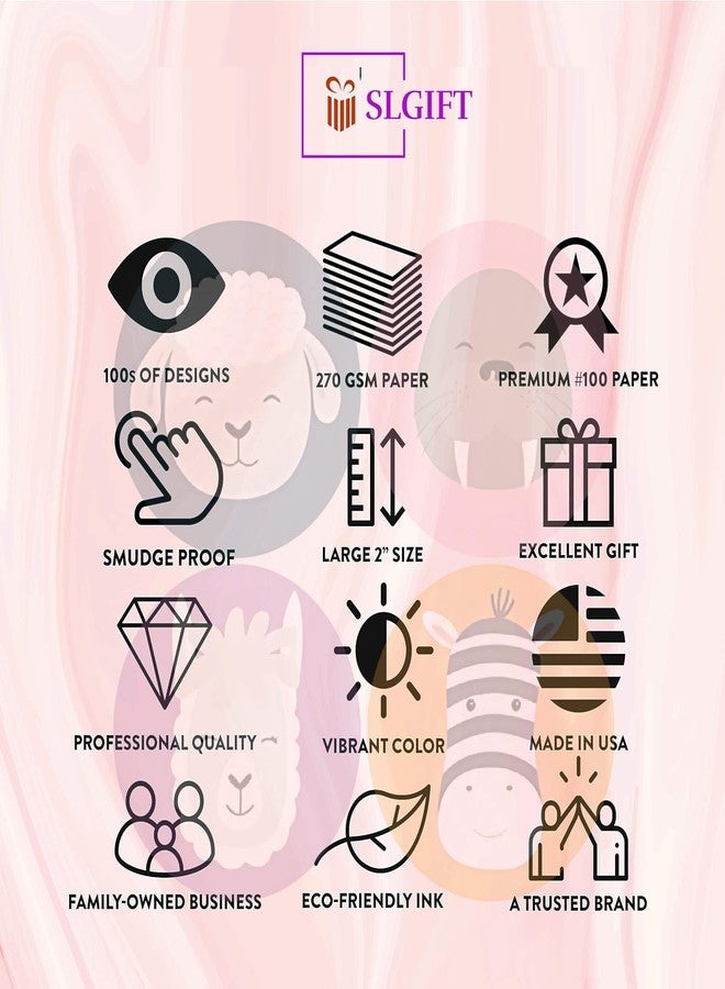 SLGIFT Vinyl Cute Animal Theme Sticker, Self-Adhesive Vinyl Stickers, 40 Pieces, 2 x 2 Inches Round Sticker, 4 Unique Designs, R134 - Image 5